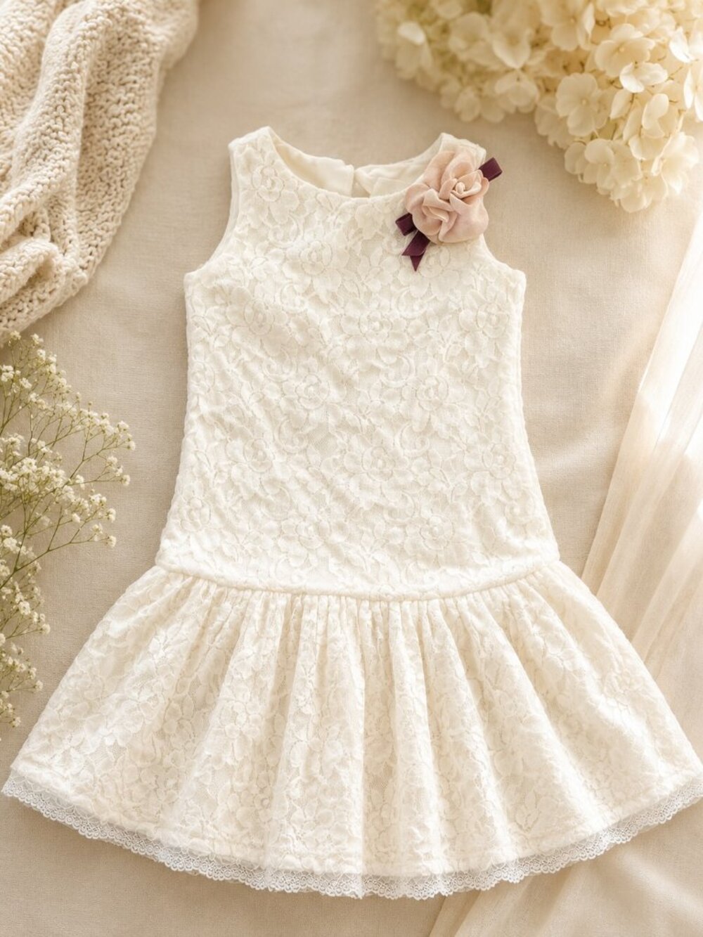 NWT Us Angels Ivory Floral Dress Sz 6 6x